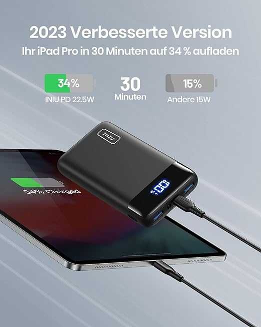 Baterie externa portabila, 20,000 mAh, incarcare rapida 22W