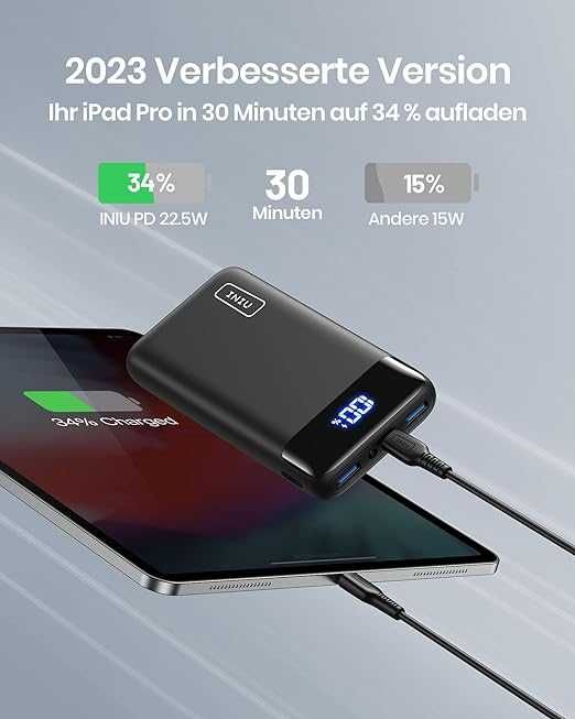 Baterie externa, 20,000 mAh, încarcare rapida 22W, INIU, NEGOCIABIL