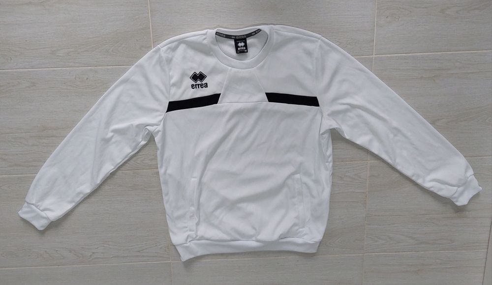 Bluza sport Erreà albă – model cu dungi negre, mărime M