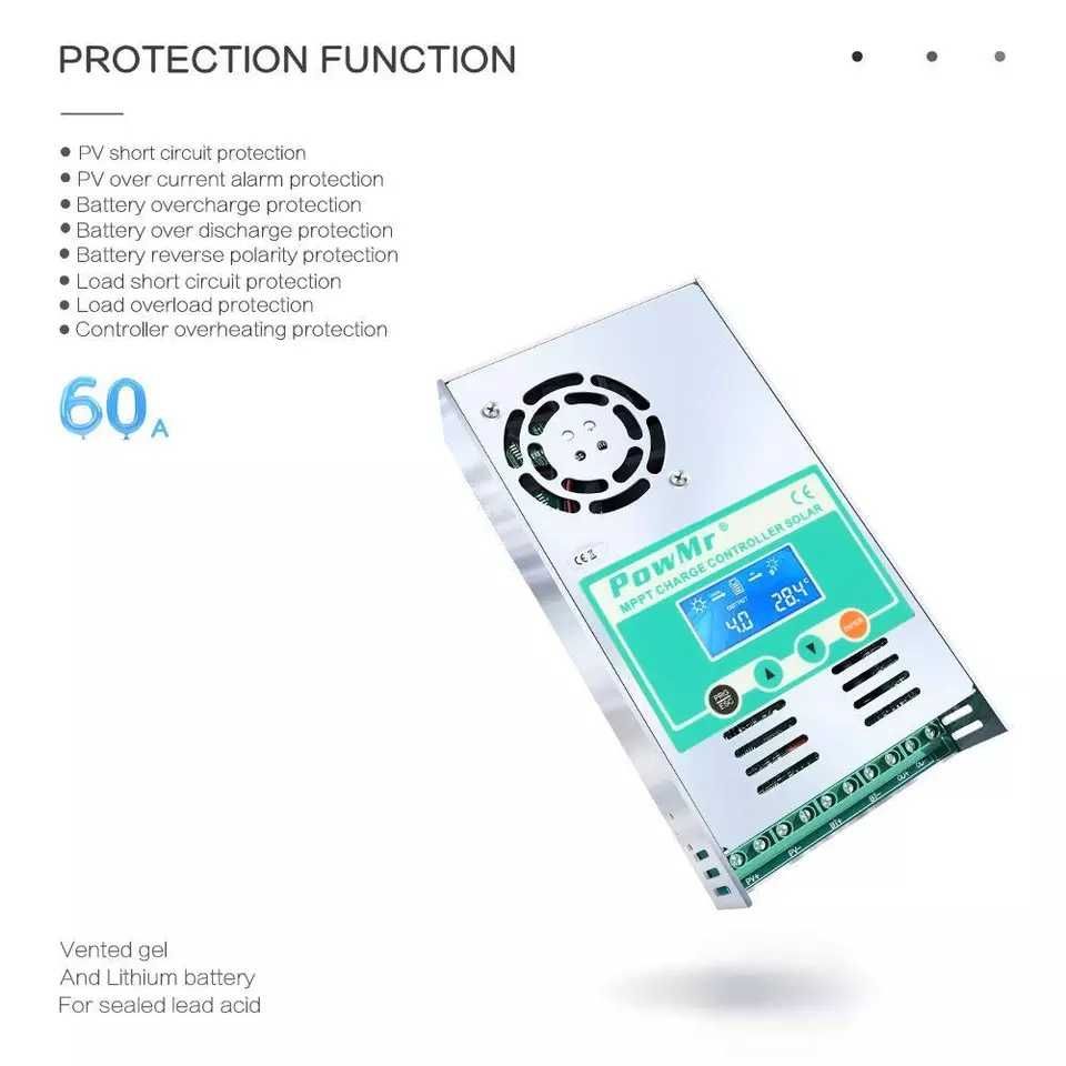 MPPT соларен контролер 60А 12V 24V 48V  +30% високклас  регулатор мппт