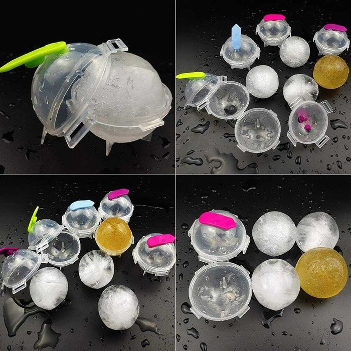 Forma rotunda pentru gheata 4 bile mari reutilizabile transparent 5 cm
