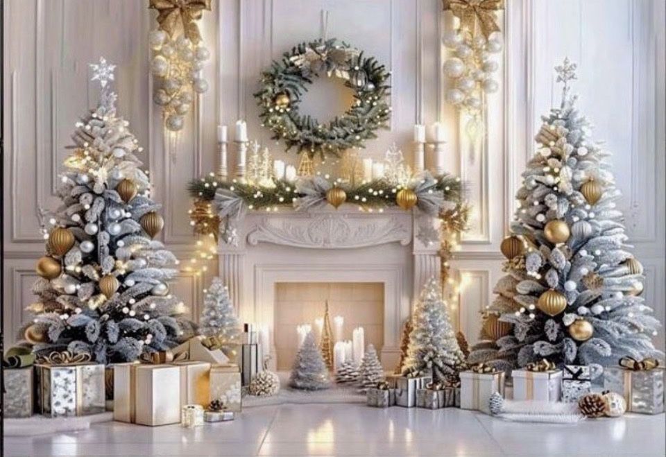 2 bucati Decor perete pentru poze /Wallpaper Craciun /Tapet foto