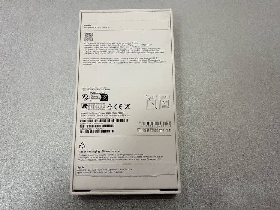 Iphone 17, 256 gb, Black, la cutie