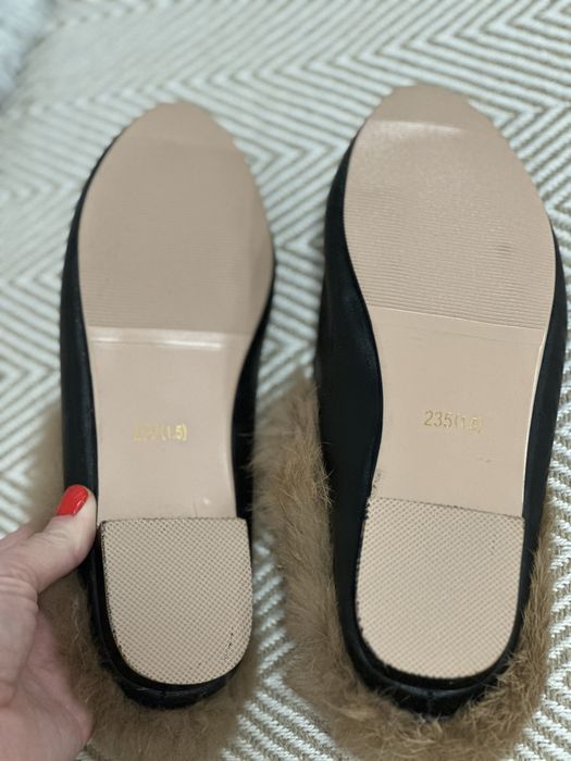 Saboti loafers cu blana stil Gucci 36.5