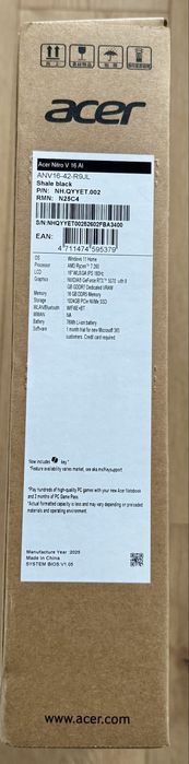 Laptop Gaming Acer Nitro V 16 ANV16-42-R9JL Ryzen7 16GB 1TB RTX5070