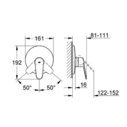 Ornament fata baterie incastrata Grohe Eurodisc Cosmopolitan
