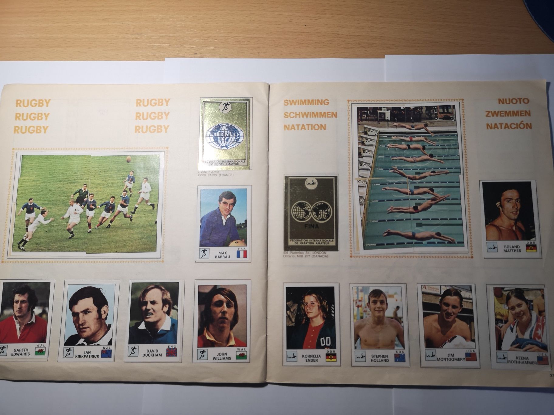 RAR Panini album complet sport vedettes 1974 ediția Italia Modena Ilie