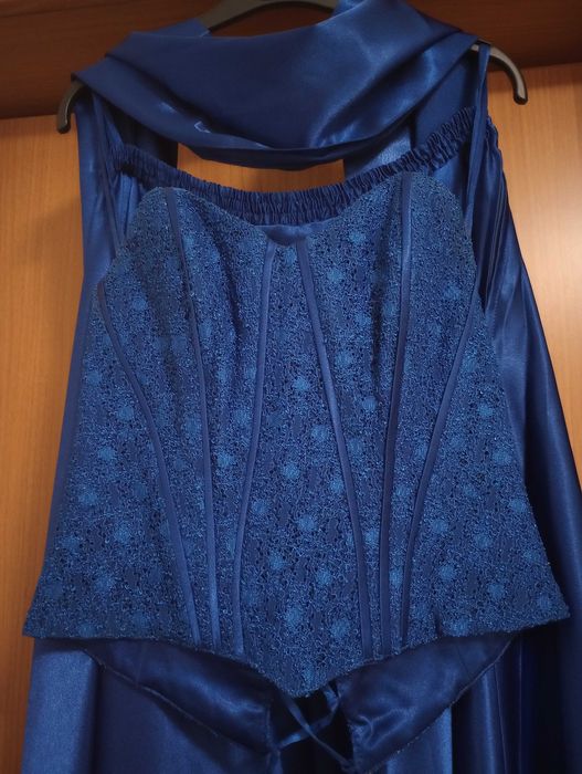 Rochie de seara saten albastru