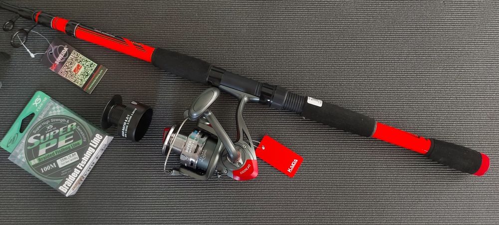 ТОП ОФЕРТА!Нов спининг к-т въдица заедно с макара влакно риболов такъм