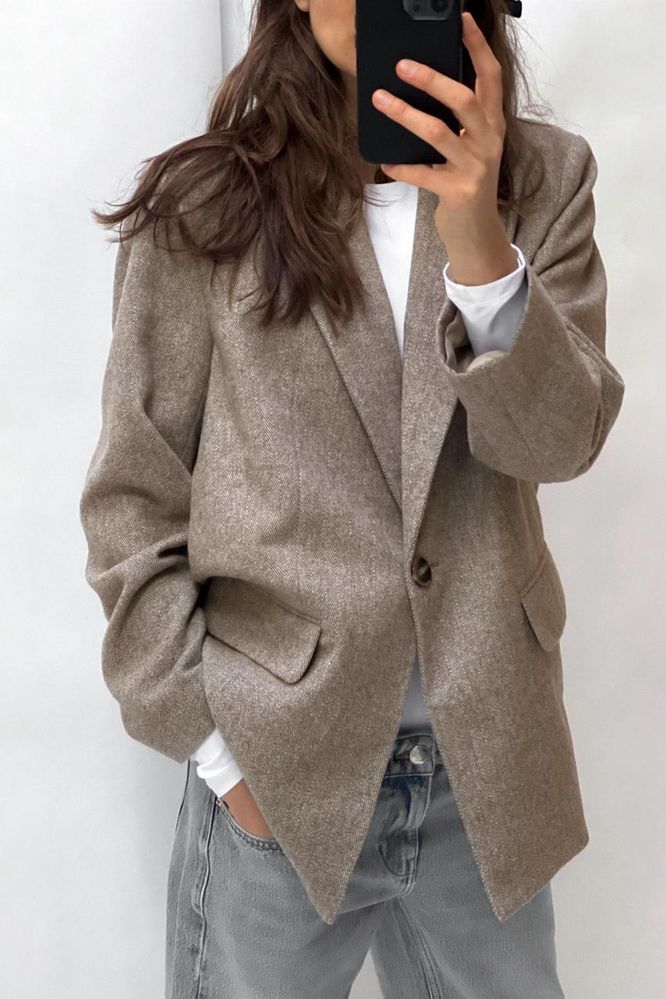 Zara шерстяной пиджак размер с