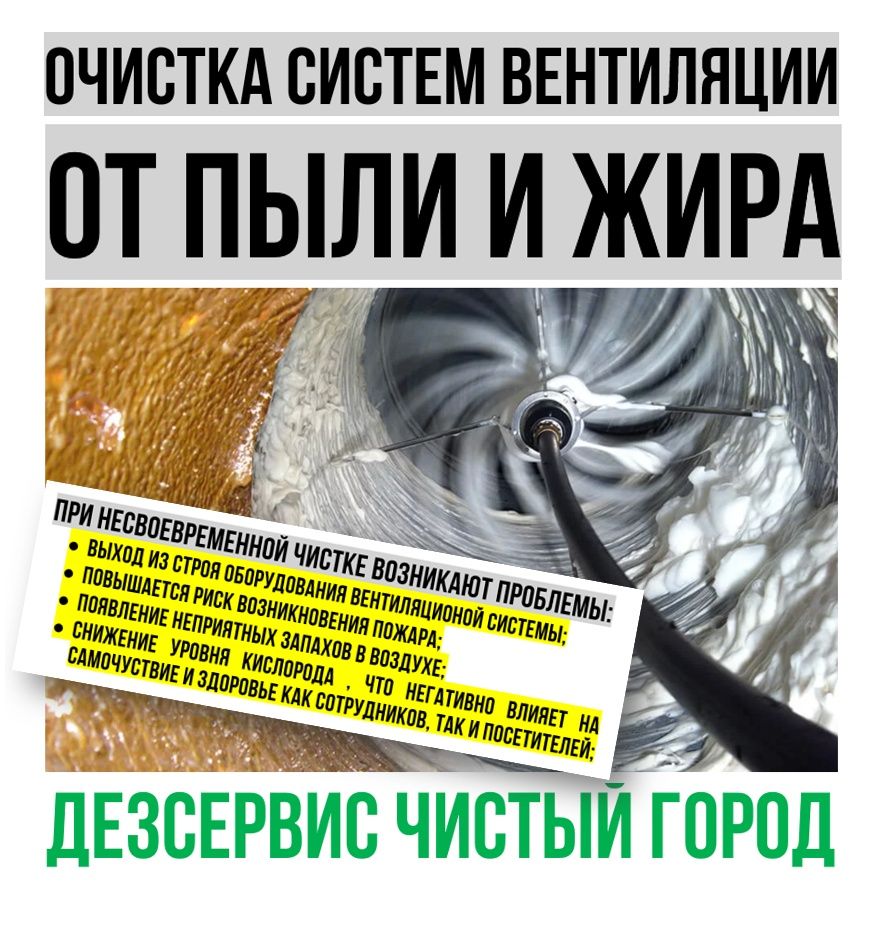 Чистка систем вентиляции от ЖИРА и ПЫЛИ