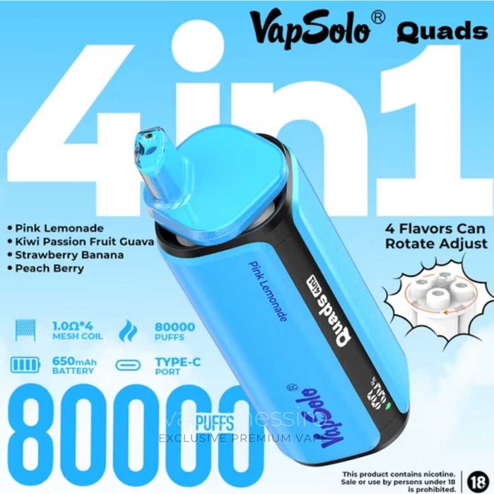 VAPSOLO Vape cu 4 departamente de aroma 80.000 puffuri