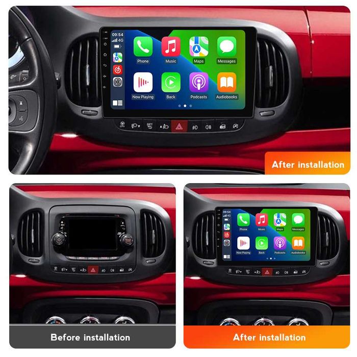 Navigatie Android 14 FIAT 500L 1/8 Gb Waze CarPlay Bt GPS + CAMERA