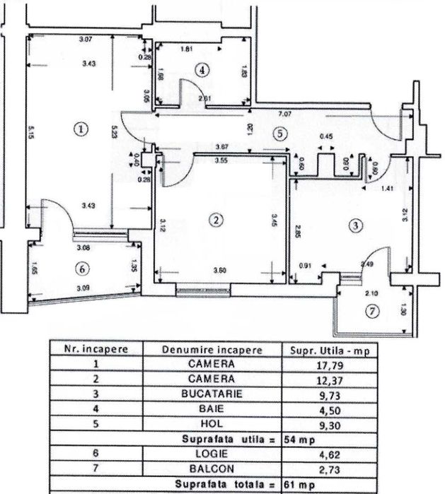 Închiriez apartament 2 camere în Tractorul