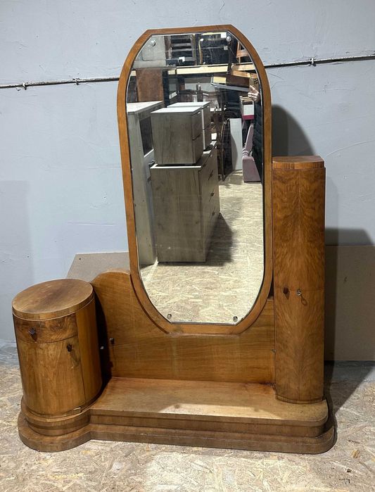 Toaleta de machiaj Vintage Stil ArtDeco cu Oglinda; Comoda din Lemn