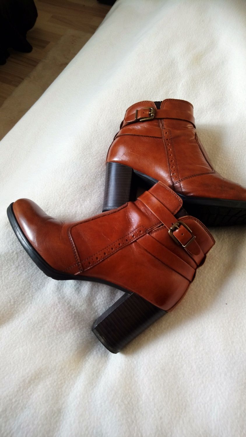 Botine maro camel piele naturala