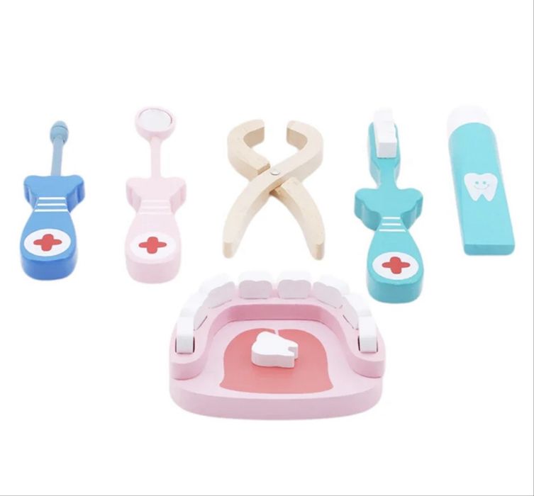 Trusa doctor stomatolog de lemn, 36 de piese, NOU