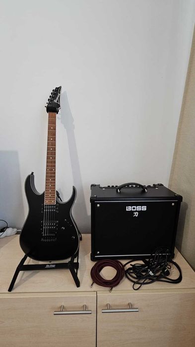 Chitara electrica Ibanez RG421EX-BKF si amplificator BOSS KATANA 50