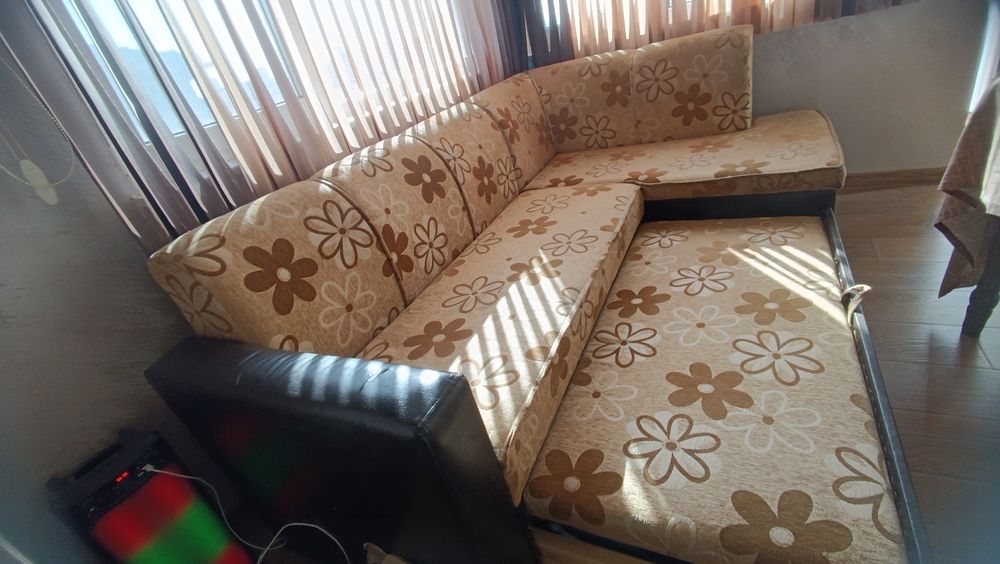 Ъглов Диван Разтегателен  /В.80см./Ш.73см./Д.210+140см.