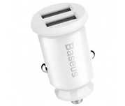 Incarcator Auto Baseus Grain  10.5W  2.1A  2 x USB-A  Alb CCALL-ML02