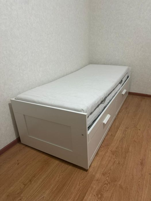 Кровать IKEA Бримнэс , 80x200 см (с двумя матрасами ) белый