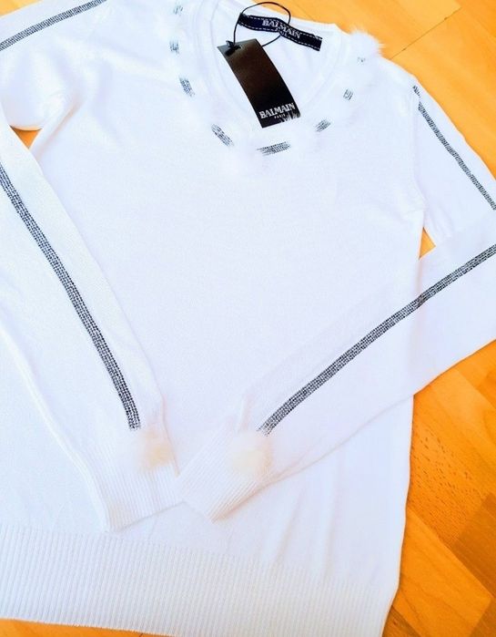 Bluza dama,insertii fie lurex și blanita naturala