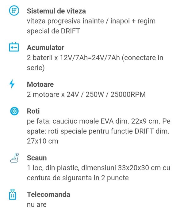 Kart electric baieti