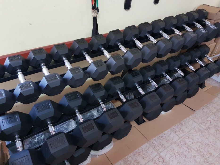 Професионални Дъмбели Сет 7 чифта ( 7-25 кг) , Гири НОВО , Хекс