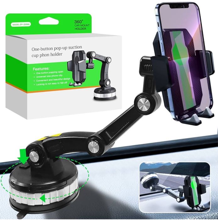Suport Telefon Auto Prindere Ventuza Brat Extensibil Rotativ