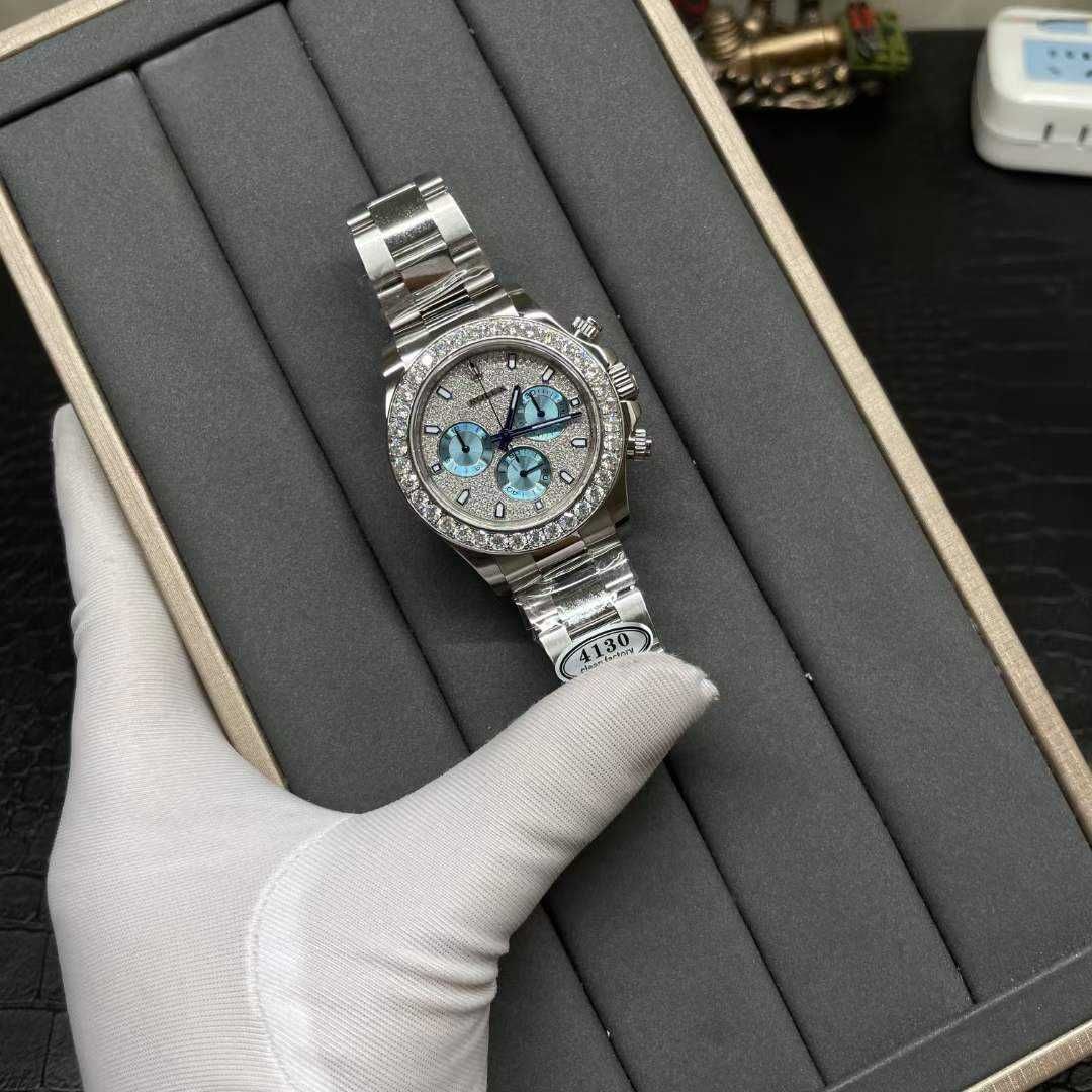 Rolex Daytona сребро - пълен диамант