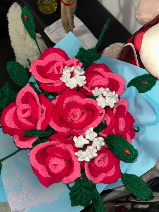 Buchet de flori croșetate