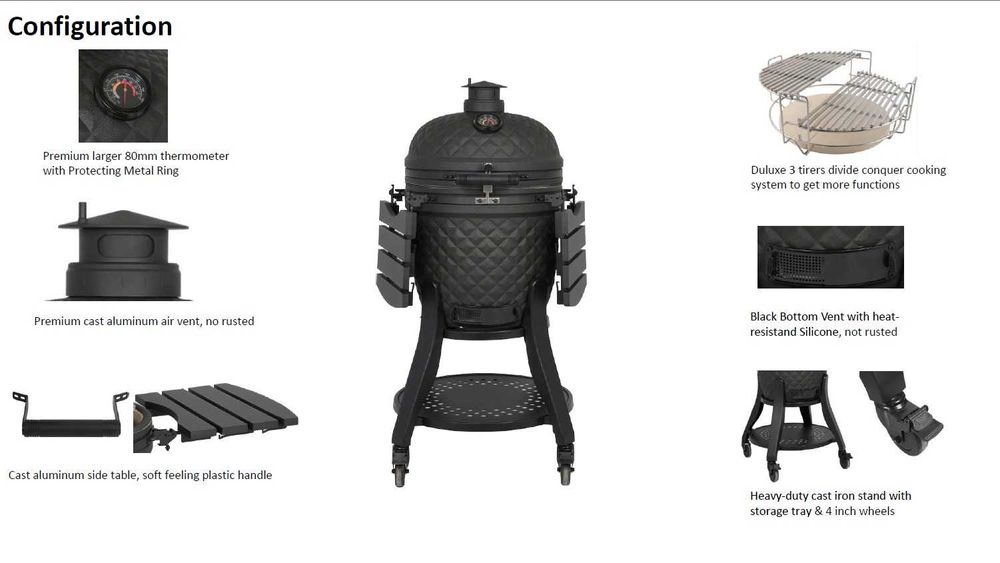 22" Керамично барбекю KAMADO GRILL EGG пълен комплект *New Model 2025*