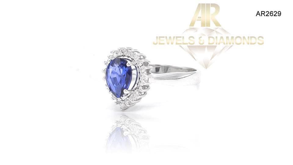 Inel Aur Alb cu Diamante si Sapphire model nou ARJEWELS(AR2629)