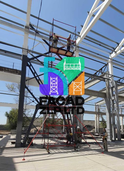 Мобильная вышка тура (леса на колесах) с настилами, изготовление