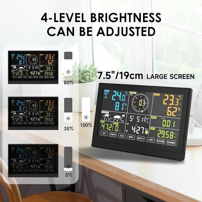Statie meteo WiFi 7 in 1, statie meteo profesionala, cu afisaj digital