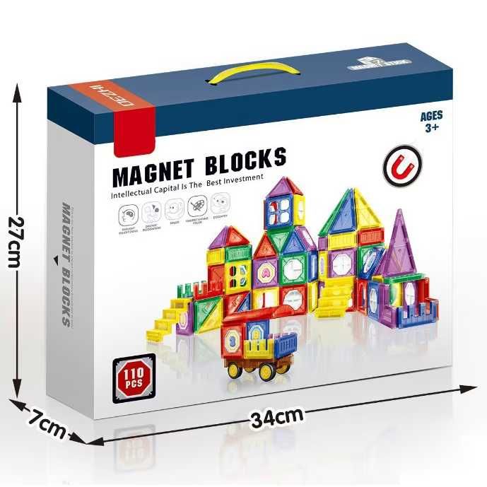 Set de constructie, ISP, LikeSmart Magnet Blocks, 3 ani+, 110 piese