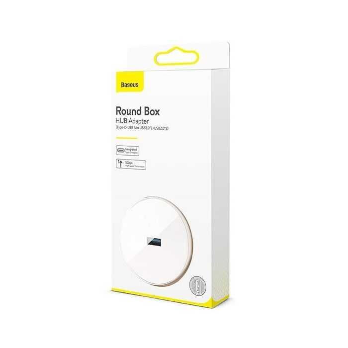 4-портов USB хъб (100 см) - Baseus USB-A & USB-C Round Box Hub Adapter