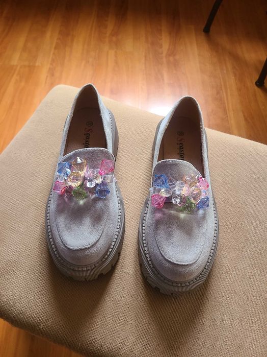 Дамски сиви мокасини