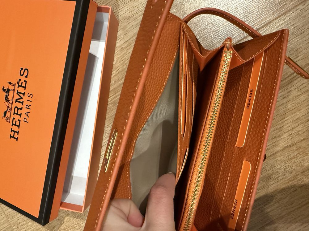 Hermes естествена кожа дамско портмоне