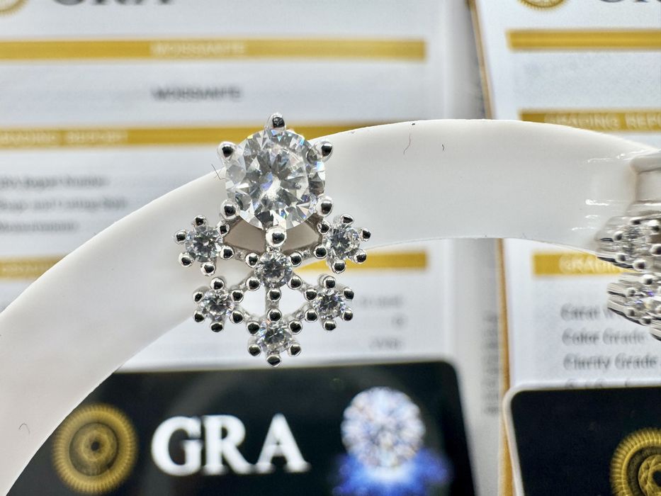 Сребърни обеци с мойсанит (Диамант) 0.5 карата