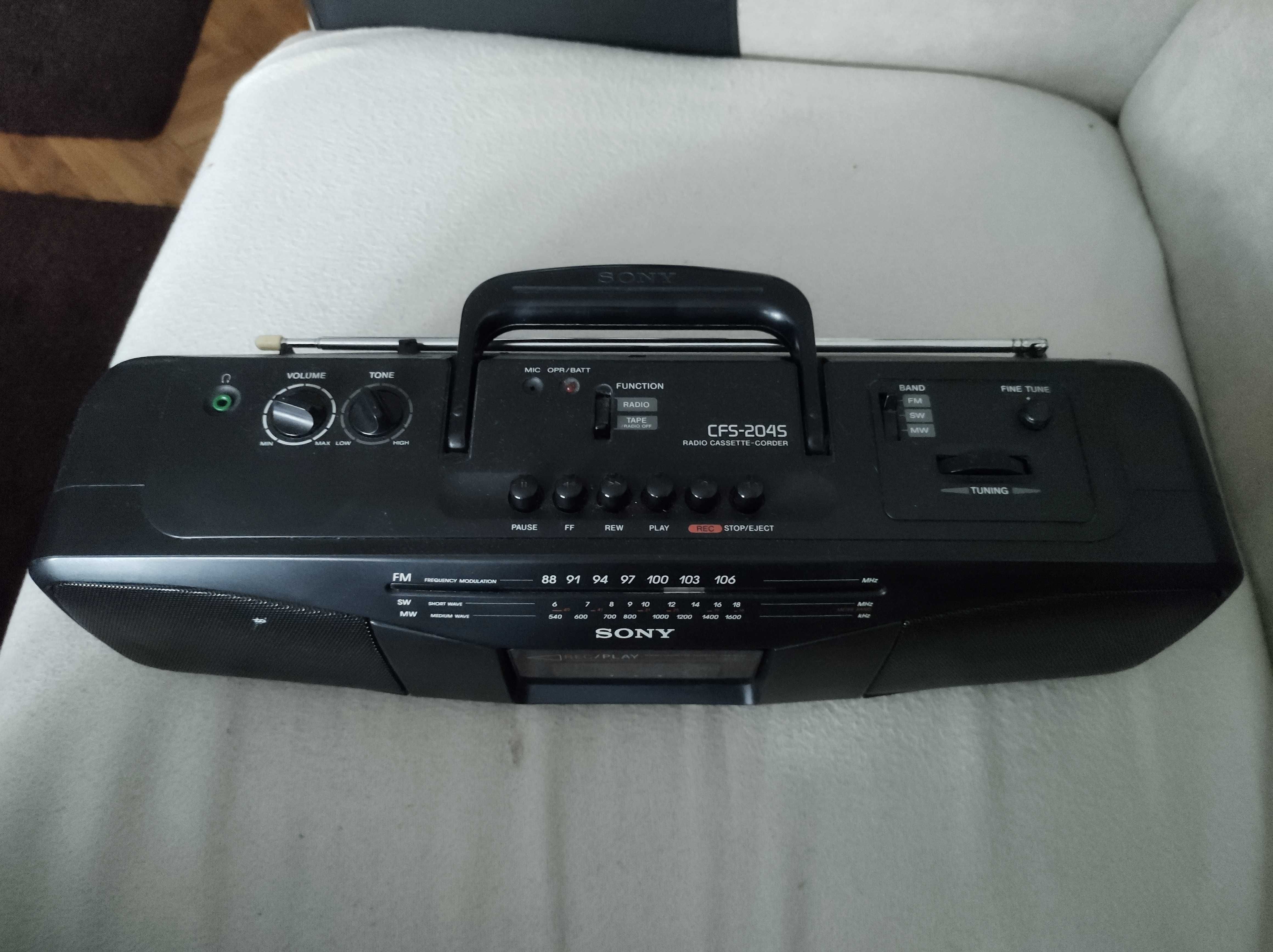 Radio casetofon Sony CFS-2o4S portabil, negru