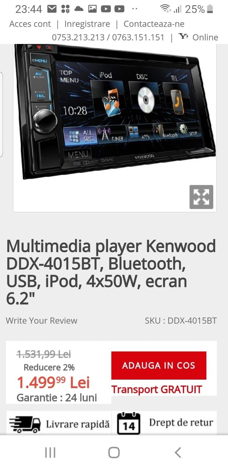 Navigatie multimedia Dvd usb mp3 Kenwood DDX 4015 BT și/sau subwoofer
