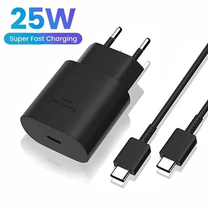 Incarcator Super Fast Charger 25w + Cablu Alb Negru Compatibil Samsung