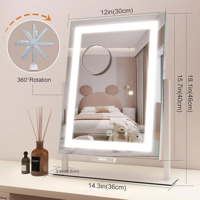 Гримьорско LED  Козметично огледало USB порт за зареждане