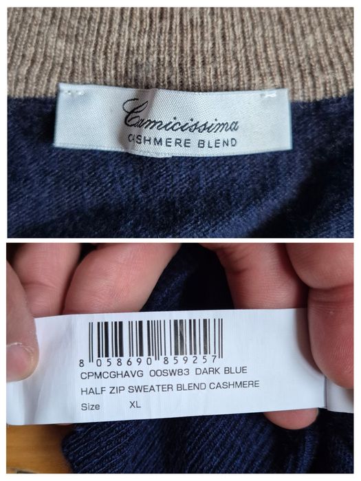 Pulover premium Camicissima, Half-Zip, Cu cașmir, Made in Italy - L