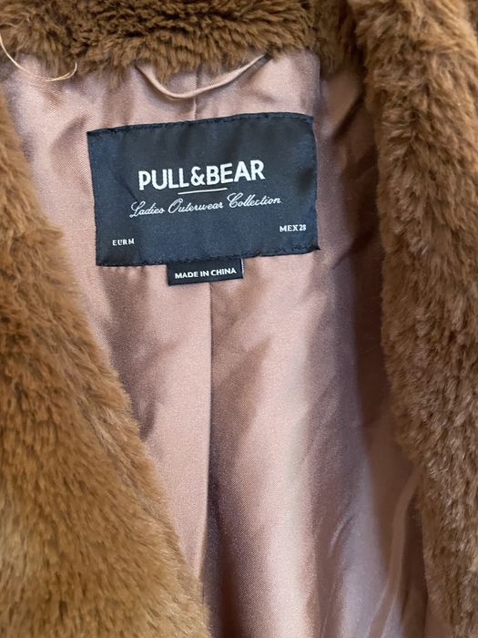 Кафяво палто с косъм, Коняк кафяв, размер М