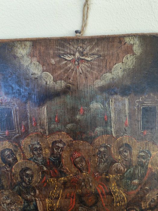 Icoana rara de procesiune 1827, scoala Caldărusani - pictata pe 2 fețe