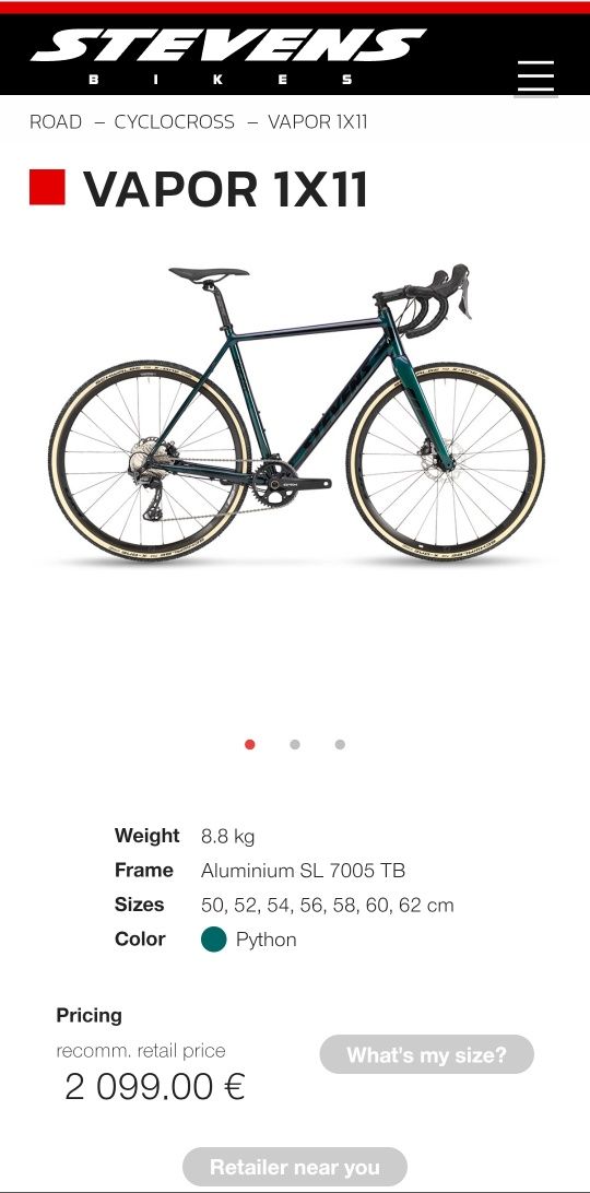 Stevens Vapor 1x11 Cyclocross /Gravel Bike/