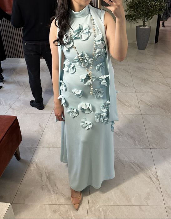 Голубое платье в пол, размер Л. Цена 20 000