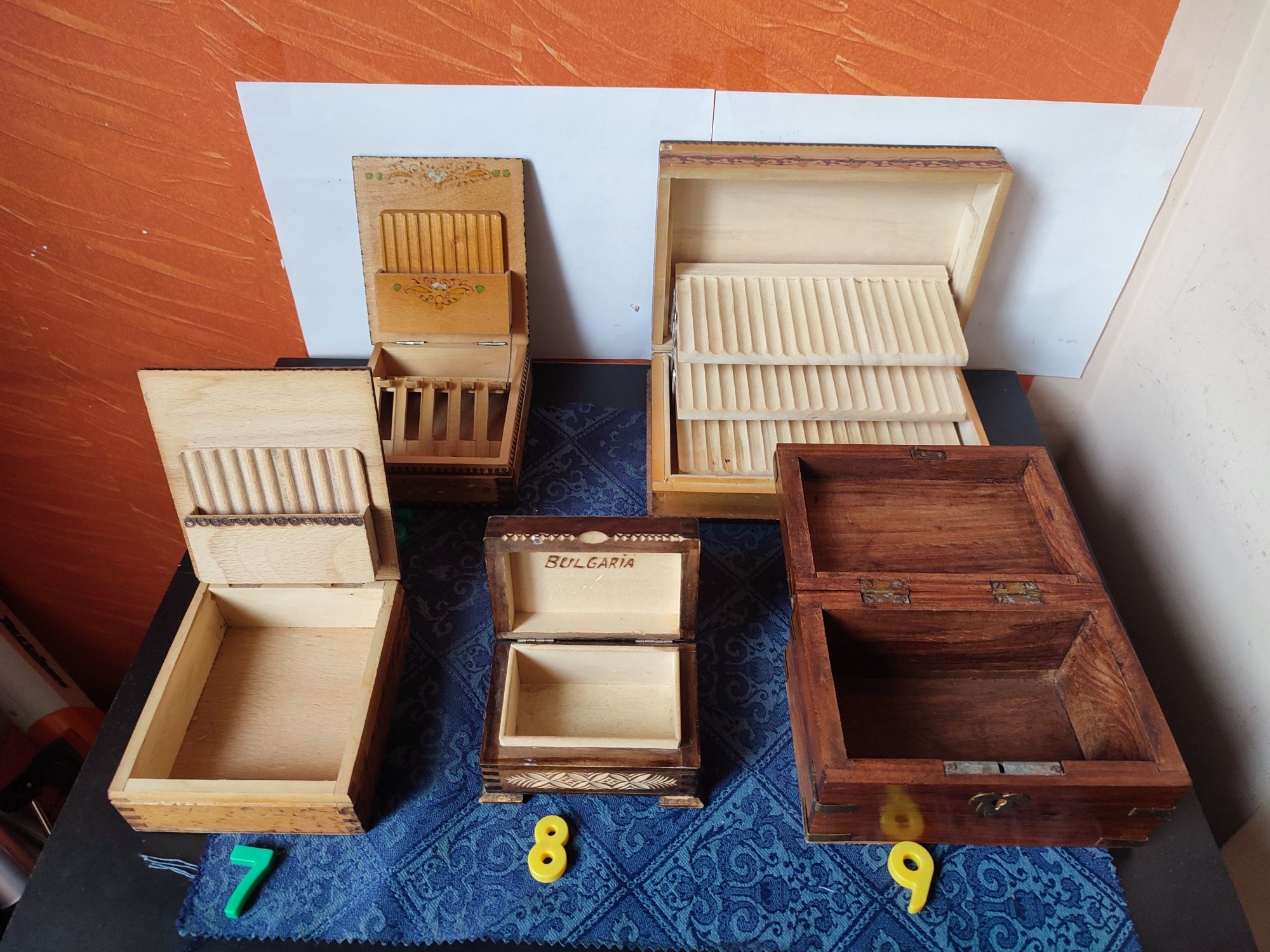 14 ретро дървени кутии за цигари,бижута,лекарства,табакери и др,